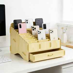 Organizer da Scrivania Verticale in Legno con 36 Scomparti, Supporto per Telefono, Accessorio Multifunzionale - Product Image 1