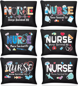 High Quality Organizer Nursing School Zipper Cartoon Printed Canvas Makeup Pouch <b>Nurse</b> Cosmetic <b>Bag</b> Practical - Product Image 5