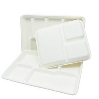 Assiette carrée en bagasse de canne à sucre avec couvercle, 10 pouces, écologique, réutilisable, jetable, moderne, pour desserts de mariage et de fête