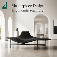 Canapé en cuir noir incurvé de design italien, banquette sculpturale 1800 mm pour salle d'attente VIP, galerie d'art, mobilier de bureau de PDG