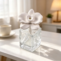 Diffuseur de parfum d'intérieur 150 ml en céramique parfumée, motif orchidée, désodorisant en plâtre aromatique, diffuseur à bâtonnets d'huiles essentielles