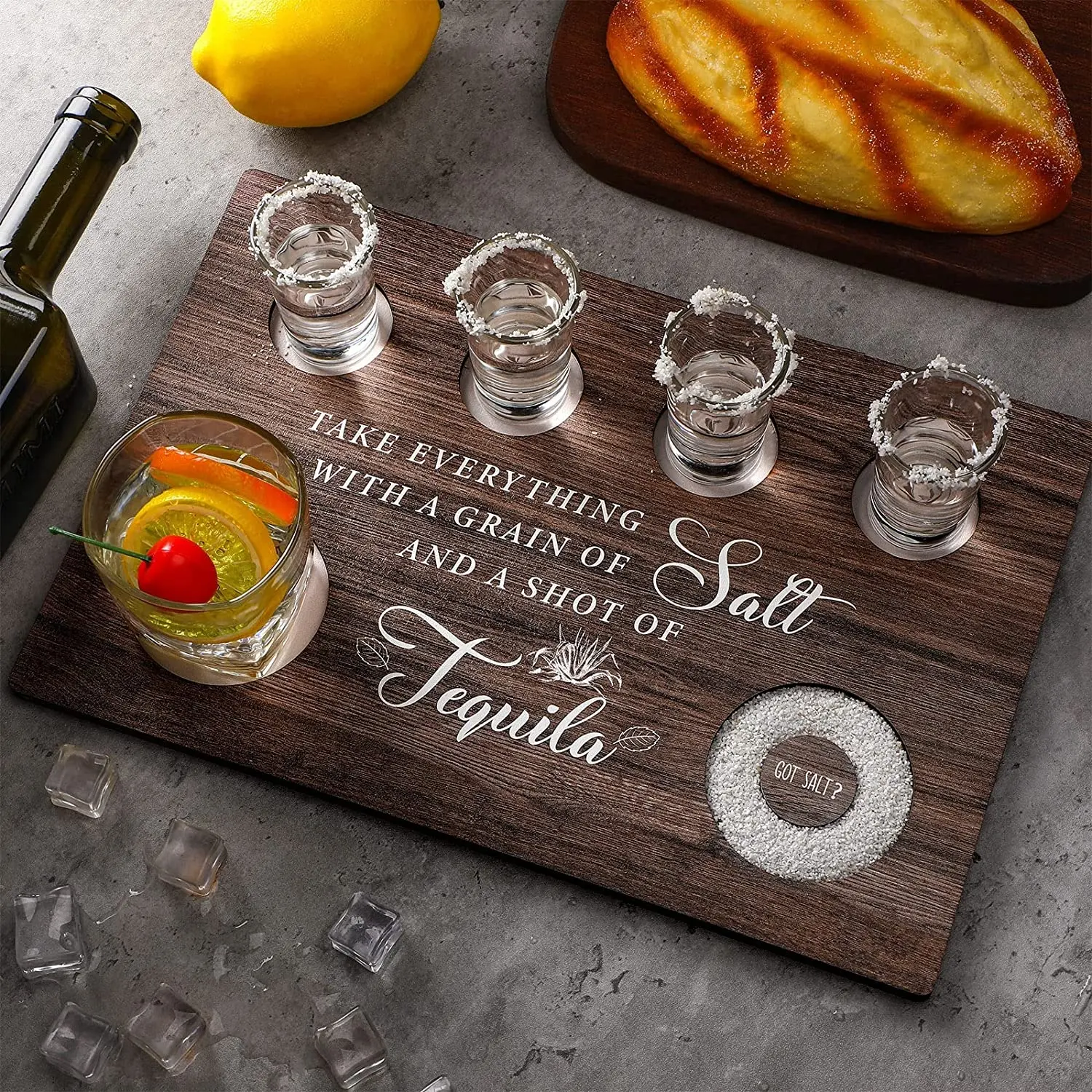 Shot Glasses Serving Tray Wooden Flight Tray Glass Holder Shot Glasses Board