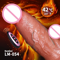 Vibromasseur télescopique chauffant et vibrant à télécommande, texture veineuse réaliste, en silicone étanche avec ventouse, pour stimulation du point G
