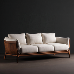 أريكة عصرية فاخرة مكونة من 3 مقاعد طقم أريكة أرجل خشبية من القماش اللهجة أثاث غرفة المعيشة إسفنجة ملء طعام معقول - Product Image 1