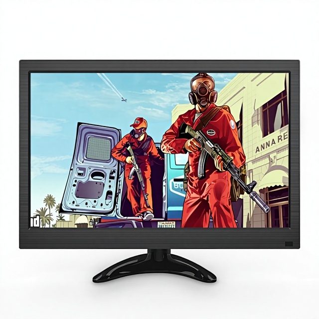 13.3-Inch HD Widescreen IPS LED Computer Monitor 1920xIPS Screen 8000:1 Contrast 12ms Response Time VGA/USB/MP4 Playback Beige