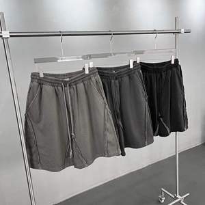 Shorts d'été rétro pour hommes en stock, en gros, en coton 100% tissé, délavé et vieilli, taille mi-haute, coupé-cousu, coupe oversize, streetwear vierge - Product Image 2