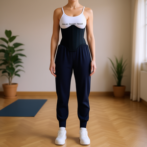 Pantalon de jogging Yogi avec ceinture, taille haute, style harem, coupe ample, bleu brume, tricoté, séchage rapide, pantalon long décontracté pour femmes, printemps - Product Image 2