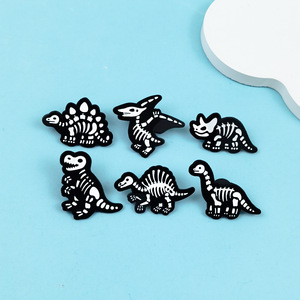 Dinosaur Skeleton Metal <b>Pin</b> Cartoon Animal Enamel Brooch Art Collectible Lapel Jewelry Accessory - Product Image 4