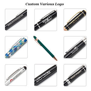 Großhandel Bulk Werbe geschenk Benutzer definiertes Logo Metall Schwarz Roségold Stylus Pen Gummi beschichtet Soft Touch Metall Kugelschreiber - Product Image 4