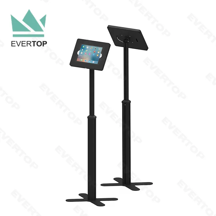 LSF03-C Telescopic Floor Tablet Security Stand Display Secure Enclosure Tablet Holder with lock Height adjustable for ipad Kiosk