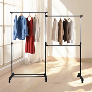 Perchero Doble de Fábrica para Ropa, Estante Metálico de Pie para Exhibición y Secado de Ropa con Altura Ajustable - Product Image 1