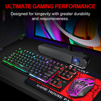 TF260 Set Keyboard Mouse Gaming USB 3-in-1 Berkabel 87-Tombol LED Backlit dengan Desain Tahan Air 1200 DPI Kabel 145cm Bersertifikasi FCC/CE