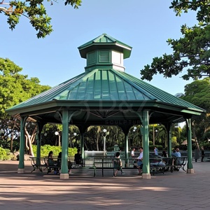 Décor de jardin extérieur moderne et concis Grand gazebo Dôme Rectangle Colonne Cadre Clôture Fer forgé Pavillon octogonal vert - Product Image 6