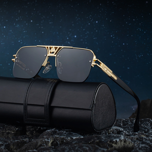 Partagas kacamata hitam pria, gaya Logo kotak <span class=keywords><strong>Semi</strong></span> tanpa bingkai logam jembatan ganda UV400 - Product Image 1