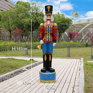 Statua Schiaccianoci a grandezza naturale in fibra di vetro per esterni, impermeabile, stile Art Déco, scultura decorativa natalizia a forma di soldato re per centri commerciali e giardini - Product Image 5