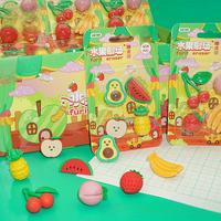 Borradores de Goma con Forma de Frutas y Animales de Dibujos Animados en 3D Personalizados al por Mayor, Juegos de Papelería para Lápices