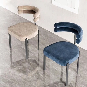 Chaises de salle à manger design élégantes, style <span class=keywords><strong>scandinave</strong></span>, meubles de villa en métal, chaises de salle à manger de luxe en velours <span class=keywords><strong>bleu</strong></span> - Product Image 2