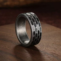 Bague unisexe en acier inoxydable 8MM, motif martelé rétro, style INS Punk, Old a generation of hair