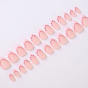 AIERFEI <span class=keywords><strong>Faux</strong></span> <span class=keywords><strong>Ongles</strong></span> Brillants Style French Manucure 24 Pièces <span class=keywords><strong>Courts</strong></span> Amande Rayés à Coller <span class=keywords><strong>Ongles</strong></span> Artificiels Vente en Gros - Product Image 4