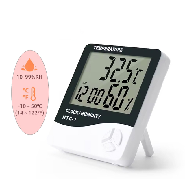 HTC-1 LCD Electronic Digital Temperature Humidity Meter,Home Thermometer,Hygrometer,Indoor Outdoor Weather Station Clock