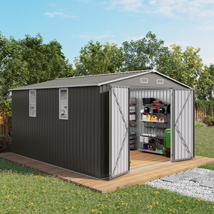 Caseta de Almacenamiento Exterior de 10x12 Pies, Caseta de Jardín Metálica Grande con Puerta Doble y Dos Ventanas Translúcidas, Caseta para Herramientas Impermeable - Product Image 2