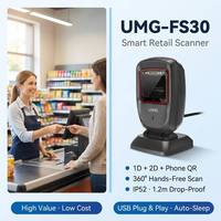 Lecteur de codes QR de bureau compact à détection automatique UIMG FS30 1D 2D 360 °   Lecteur de codes USB pour la lecture des ordonnances en milieu hospitalier