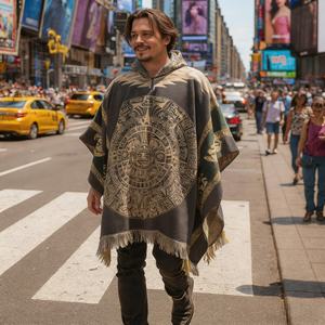 Scialle Quadrato Cinese in Lana di Alpaca Personalizzato DZ OEM con Cappuccio per <span class=keywords><strong>Uomo</strong></span> Motivo Geometrico Serape con Cappuccio Musulmano - Product Image 1