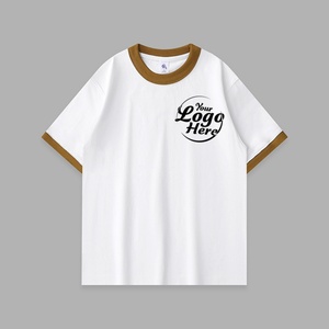 Camiseta Estilo Universitario, 100% Algodón Puro, Corte Holgado, Cuello Redondo con Diseño de Costuras en Contraste - Product Image 1