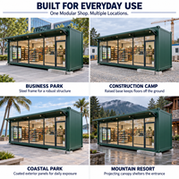 Magasin Modulaire Personnalisé en Conteneur Maritime Préfabriqué, Magasin de Proximité Modulaire, Kiosque Commercial Portable avec Façade en Verre, Bar à Café Postmoderne, Garantie 5 Ans