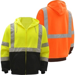 Vestes réfléchissantes haute visibilité d'hiver personnalisées avec doublure thermique pour hommes sweat-shirt zippé imperméable à la lumière - Product Image 4
