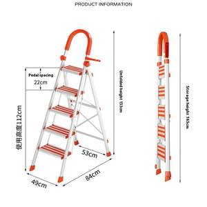 Taburete plegable de aluminio <span class=keywords><strong>para</strong></span> interiores de 4/5/6 escalones, escalera de silla de seguridad con pasamanos <span class=keywords><strong>para</strong></span> escenario <span class=keywords><strong>para</strong></span> uso en almacén, escalera de gimnasio Exterior - Product Image 3
