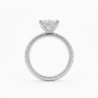Bague en or taille princesse 9 carats 10 carats 14 carats 18 carats avec pavage de diamants cultivés en laboratoire pour les fiançailles des femmes