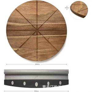 Planche à découper pour pizza en bois d'acacia, diviseur de pizza en bois massif, plateau rond pour découper la pizza en parts égales - Product Image 1