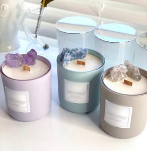 Bougie en <span class=keywords><strong>cire</strong></span> de soja parfumée de luxe à vendre, boîte de mariage en cristal naturel, bougie pilier faite à la main, décoration de maison personnalisée - Product Image 1