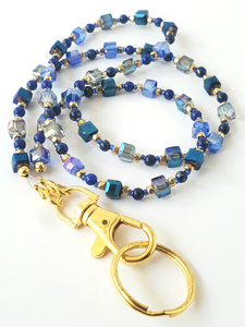 Custom Lanyard Phone <b>Chain</b> ID Card Gorgeous Handmade Blue Eyeglass <b>Chain</b> Handcrafted Fashionable lanyard Badges or <b>Keys</b> <b>chain</b> - Product Image 3