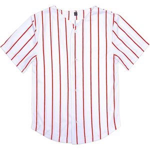 Babyhealthy Kids <b>Baseball</b> Jersey Toddler Button Down Shirt White Red Stripes Breathable Unisex Hip Hop Tees - Product Image 1