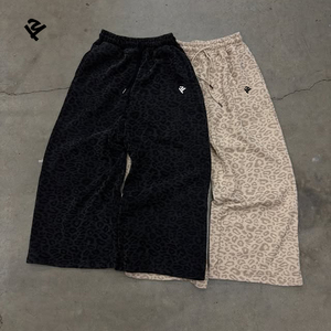 Tuta da donna con stampa leopardata, set con felpa con zip e cappuccio, giacca corta oversize, pantaloni a gamba larga, casual, loungewear, <span class=keywords><strong>streetwear</strong></span>, tendenza 2026 - Product Image 3