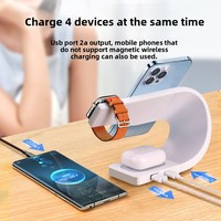 Station de charge sans fil magnétique en plastique quatre-en-un, chargeur rapide 10W, cadeau d'entreprise pour les clients
