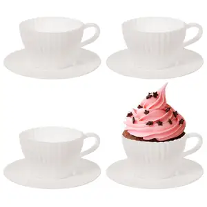 Silicone Cupcake Liners for Tea Parties Set of Cupcake Teacup Muffin Pie Cups Chocolate Silicone Molds