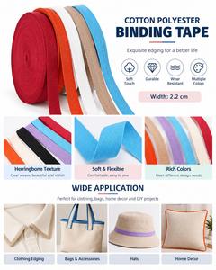 เทปผ้าทอลายเฮอร์ริงโบนขนาด 22 มม. สีตามสั่ง ผลิตจากโพลีเอสเตอร์ผสมฝ้าย สำหรับตกแต่งขอบเสื้อผ้าและเครื่องประดับ - Product Image 4