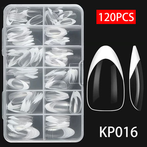 120 Uñas Postizas Largas en Forma de Almendra, Transparentes, Francesas, sin Costuras, Uñas Artificiales - Product Image 5