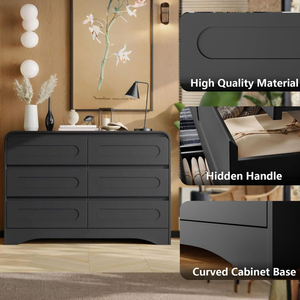 Wide Modern Dressers Chest <b>Drawers</b> Curved Profile Design Eco-Friendly Wood Storage for Bedroom Living Room Space-Saving Clothes - Product Image 3