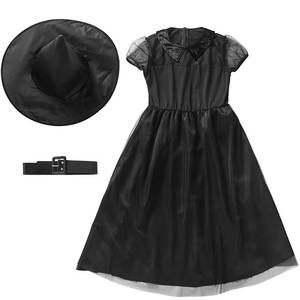 Costume de sorcière en maille noire pour enfants, idéal pour les spectacles d'Halloween et les jeux de rôle déjantés - Product Image 4