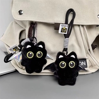 Porte-clés Noir Amusant Chaton Diable Adorable, Pendentifs pour Fête et Halloween, Décoration de Sac, Cadeau pour Couple