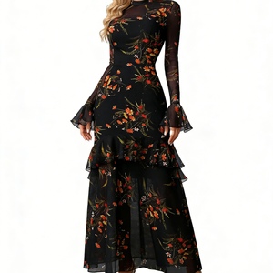 ชุดเดรสพิมพ์ลายรีสอร์ทแขนระบายลายดอกไม้แฟชั่นสำหรับผู้หญิง - Product Image 4