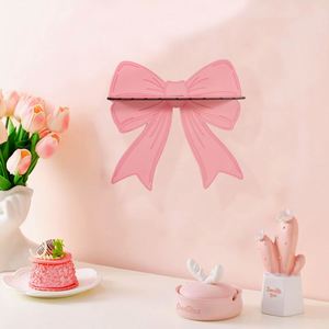 Supplier Cute Bow <b>Wall</b> <b>Shelf</b>, Wooden <b>Floating</b> Storage Rack, Coquette Decor Back to School Gift for Dorm & Teen Girls' Bedroom - Product Image 1