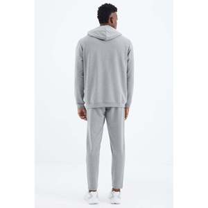 ชุดวอร์มผู้ชาย Kelvin Basic สีเทาเมลันจ์ 340gsm ชุดลำลองระบายอากาศได้ดี เสื้อฮู้ดและกางเกงขายาว - Product Image 1