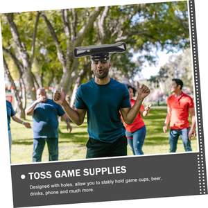 Chapeau <span class=keywords><strong>gonflable</strong></span> de bière pong triangulaire - Porte-boissons à 6 trous pour fête à la piscine, jouet de <span class=keywords><strong>jeu</strong></span> interactif à lancer - Product Image 2