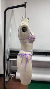 Mignon Sexy Floral Brodé Soutien-Gorge Ensemble Anti-Affaissement Push-Up Jarretière Bas Transparent Jersey Lingerie Trois Pièces Solide Fleur - Product Image 4