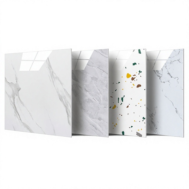 Modern Minimalist Glossy Tile-Style Floor Tiles Home Commercial Use Self-Adhesive Waterproof Thickened Wear-Resistant Direct-Lay